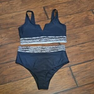 Black and Leopard Bikini Set Shein Size Large